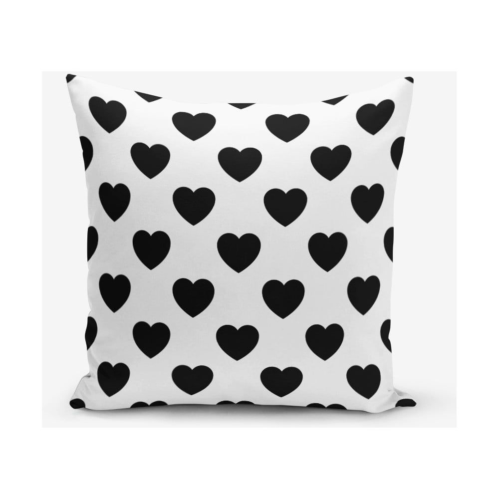 Čierno-biela obliečka na vaknúš s motívmi srdiečok Minimalist Cushion Covers, 45 × 45 cm - Bonami.sk