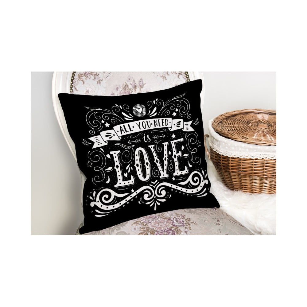 Obliečky na vaknúš s prímesou bavlny Minimalist Cushion Covers Black Love, 45 × 45 cm - Bonami.sk