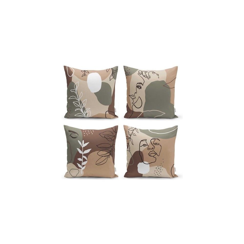 Súprava 4 obliečok na vankúše Minimalist Cushion Covers Drawing Face, 43 x 43 cm - Bonami.sk