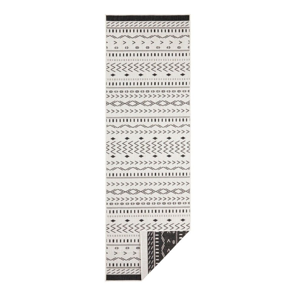 Čierno-krémový vonkajší koberec Bougari Kuba, 80 x 350 cm - Bonami.sk