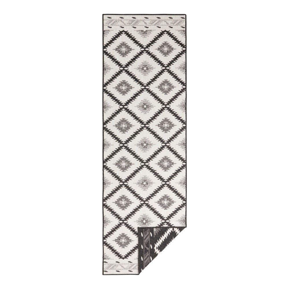 Čierno-krémový vonkajší koberec Bougari Malibu, 80 x 350 cm - Bonami.sk