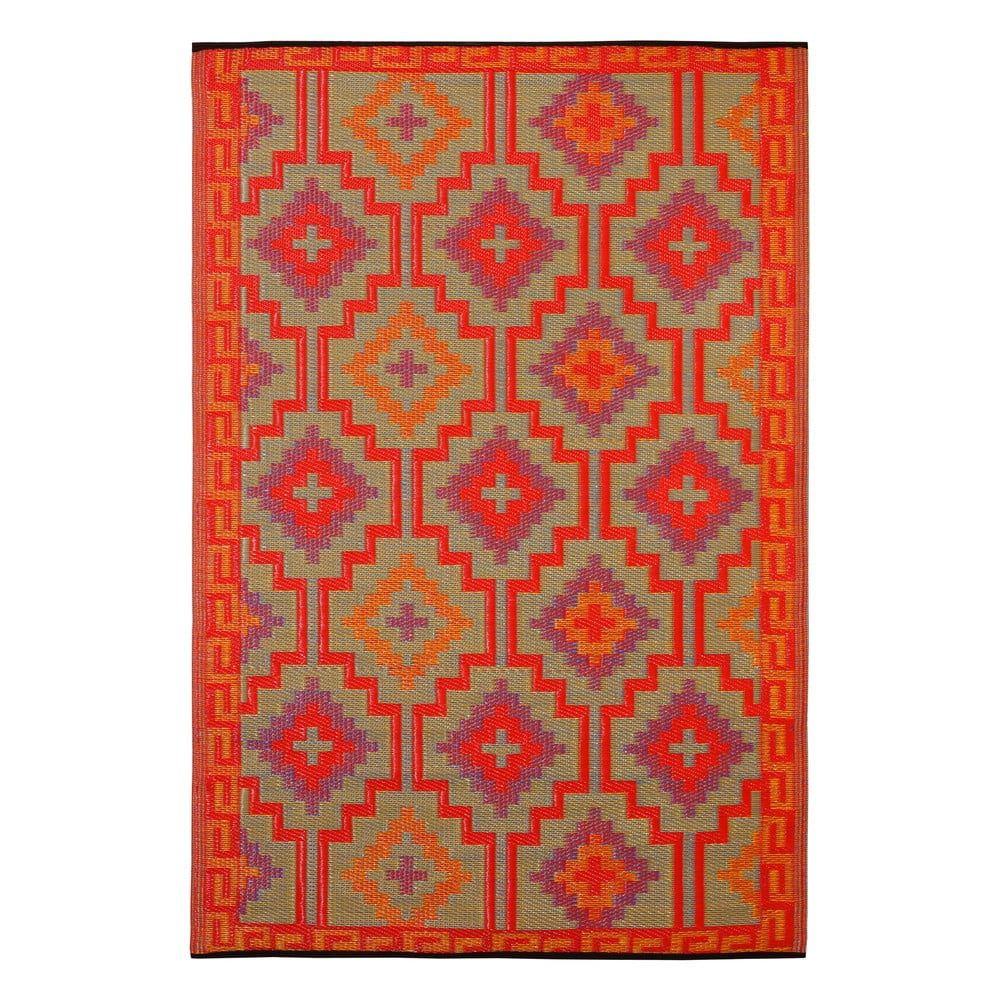 Oranžovo-fialový obojstranný vonkajší koberec z recyklovaného plastu Fab Hab Lhasa Orange & Violet, 90 x 150 cm - Bonami.sk