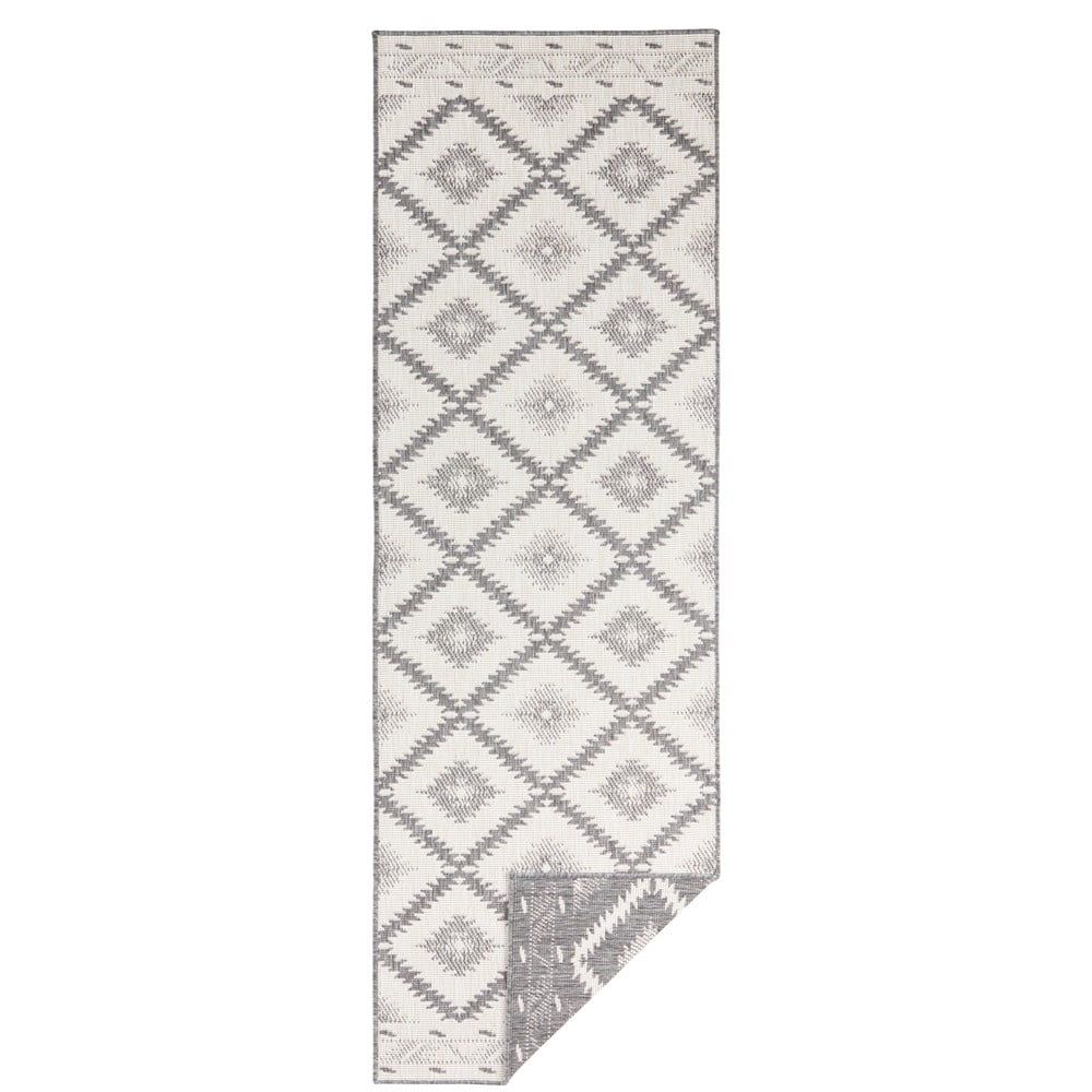 Sivo-krémový vonkajší koberec Bougari Malibu, 80 x 350 cm - Bonami.sk