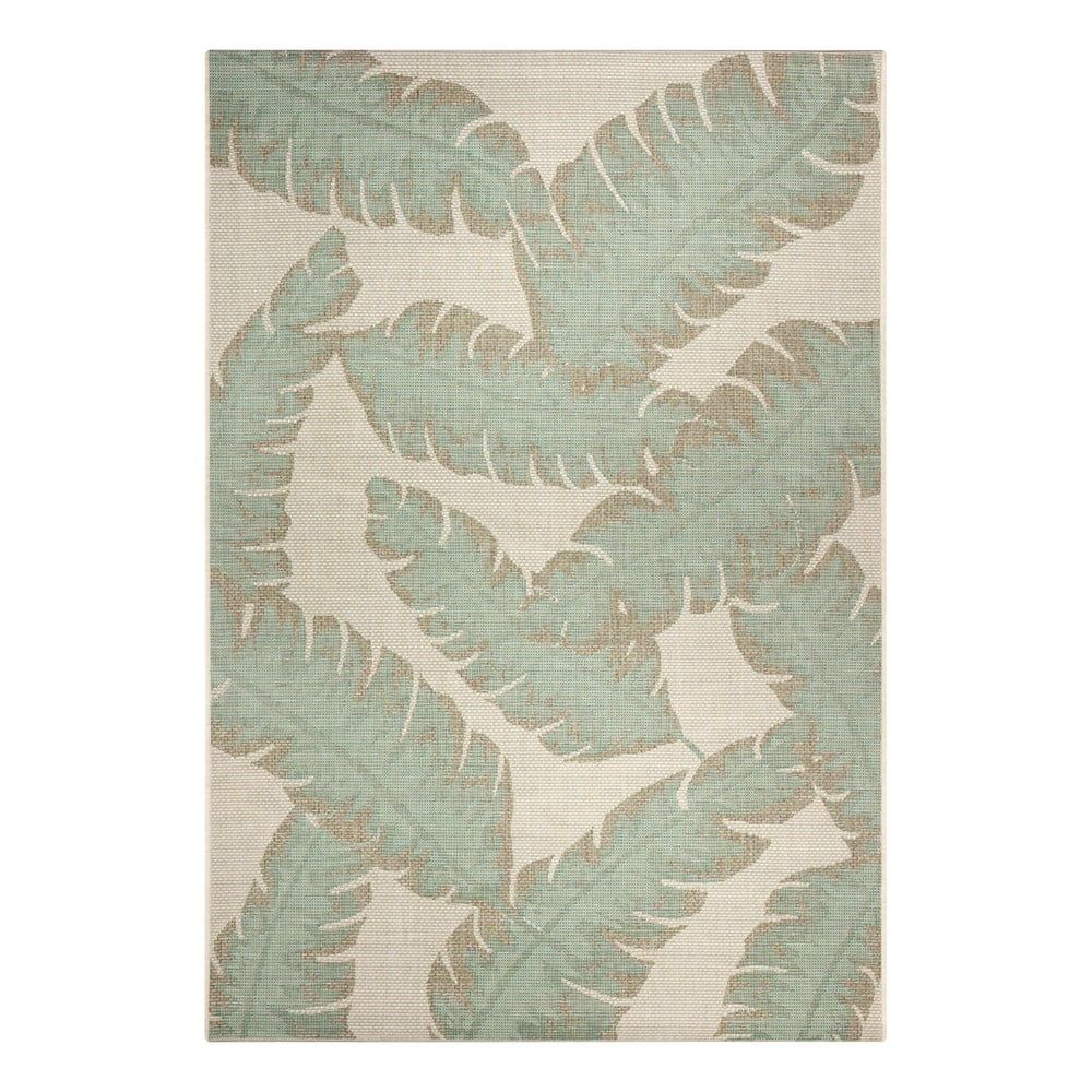 Zeleno-béžový vonkajší koberec Ragami Leaf, 70 x 140 cm - Bonami.sk