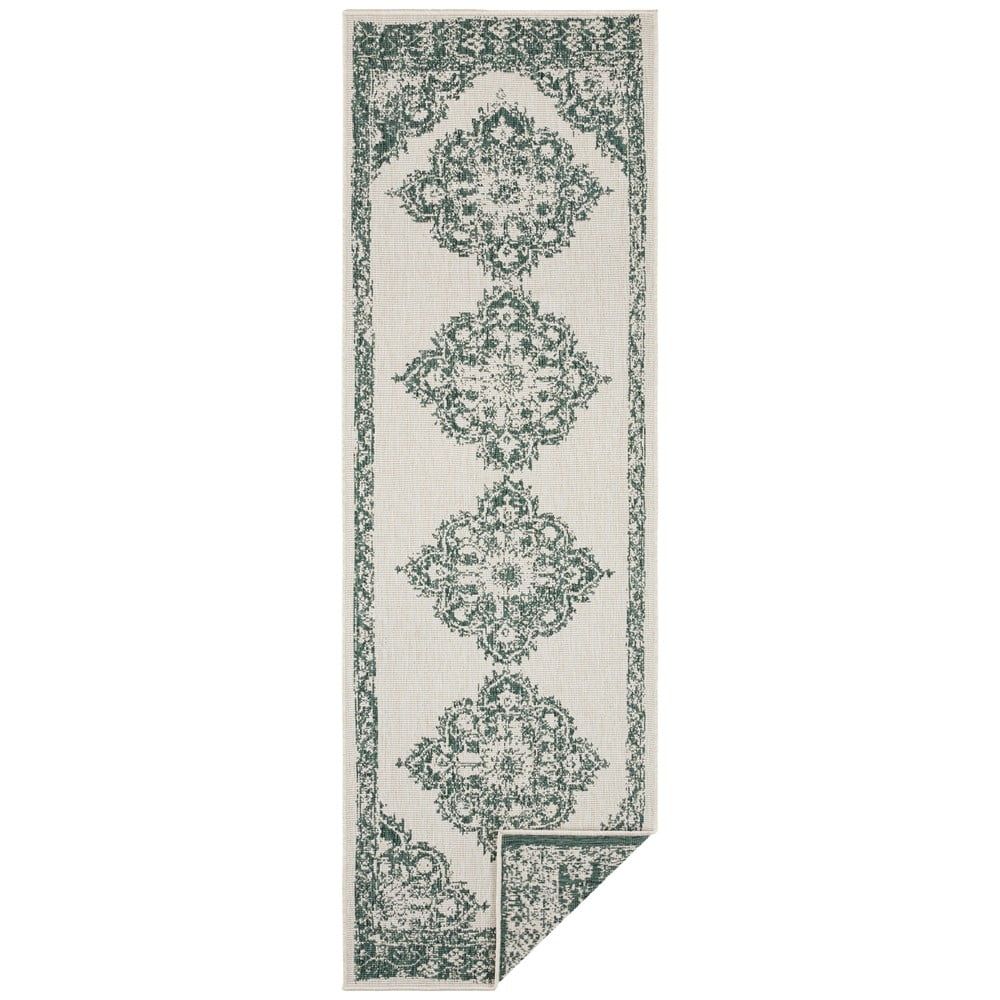 Zeleno-krémový vonkajší koberec Bougari Cofete, 80 x 250 cm - Bonami.sk