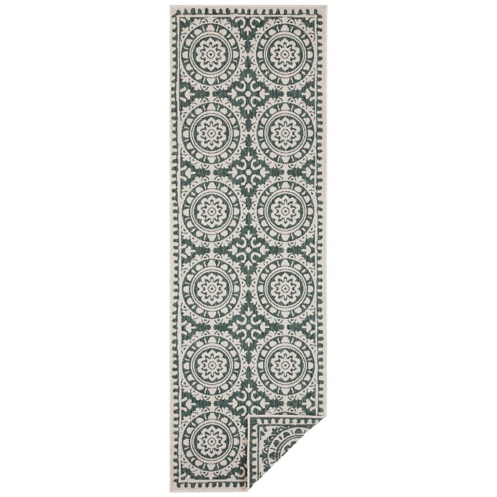 Zeleno-krémový vonkajší koberec Bougari Jardin, 80 x 250 cm - Bonami.sk