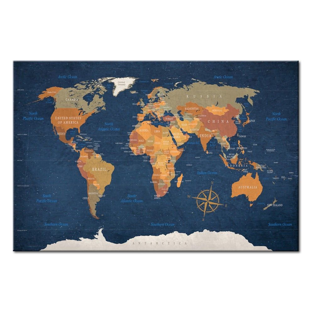 Nástenka s mapou sveta Bimago Ink Oceans 90 × 60 cm - Bonami.sk