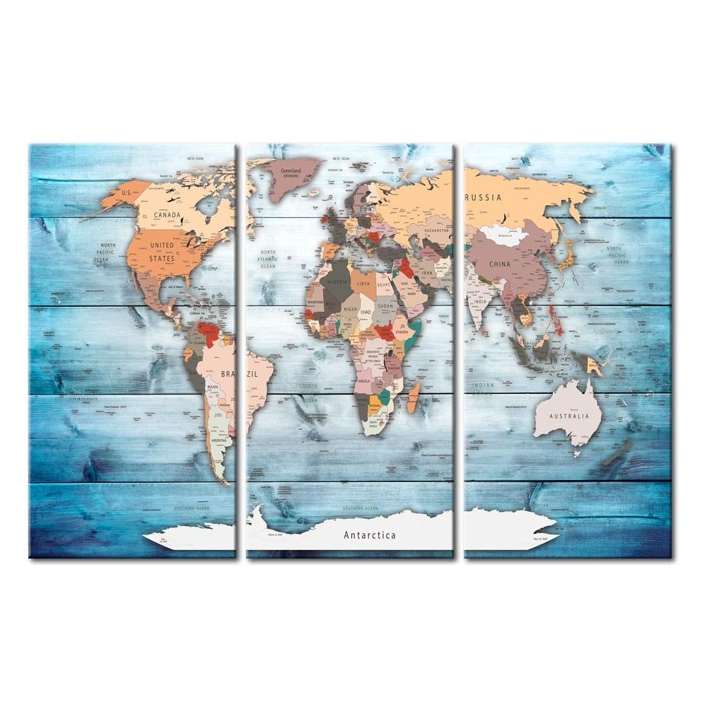 Nástenka s mapou sveta Bimago Sapphire Travels 120 × 80 cm - Bonami.sk