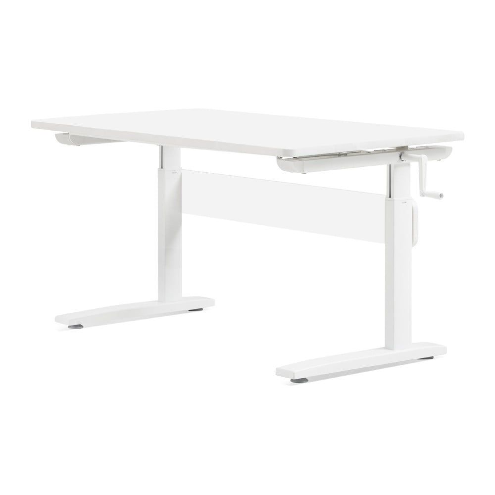 Biely písací stôl s nastaviteľnou výškou Flexa Elegant - Bonami.sk
