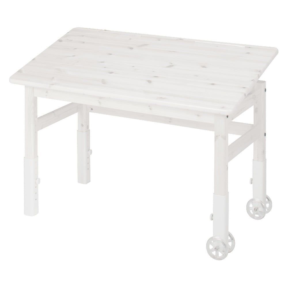 Biely písací stôl z borovicového dreva s náklopnou doskou Flexa Elegant - Bonami.sk