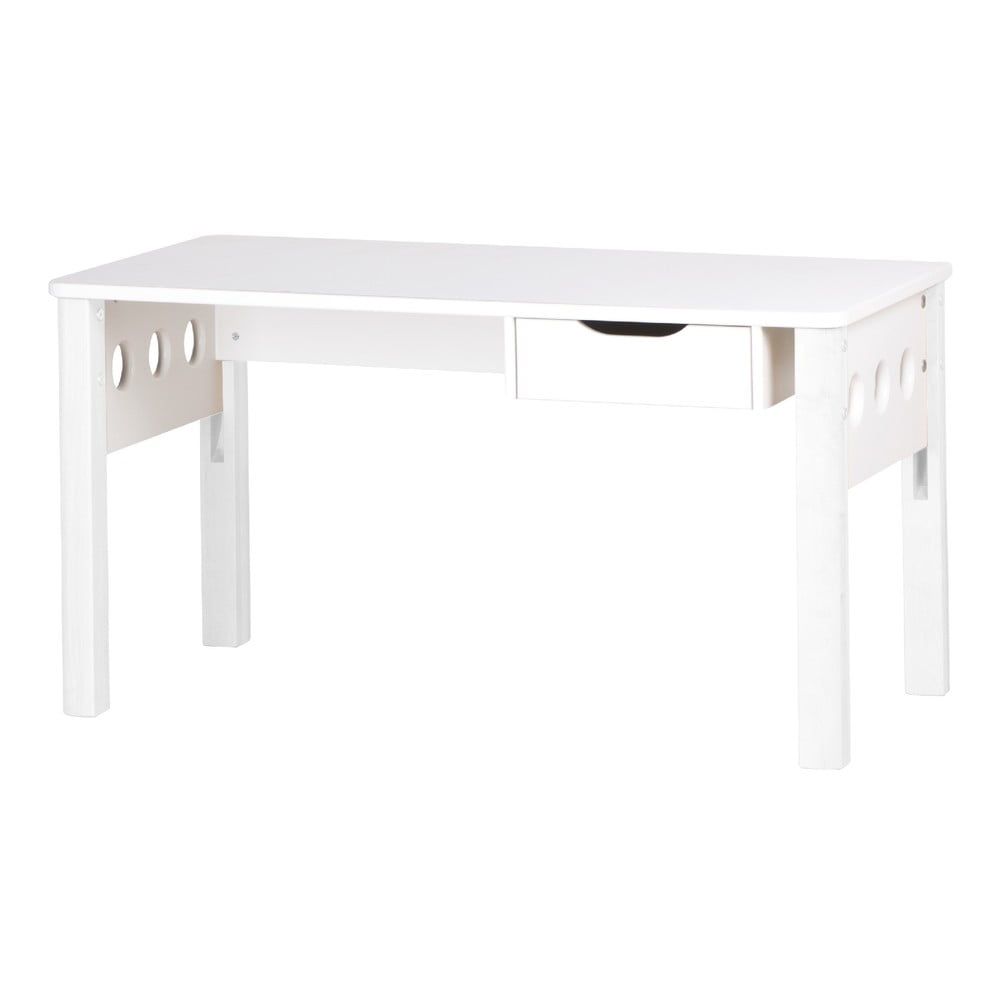 Biely písací stôl z brezového dreva s nastaviteľnou výškou Flexa - Bonami.sk