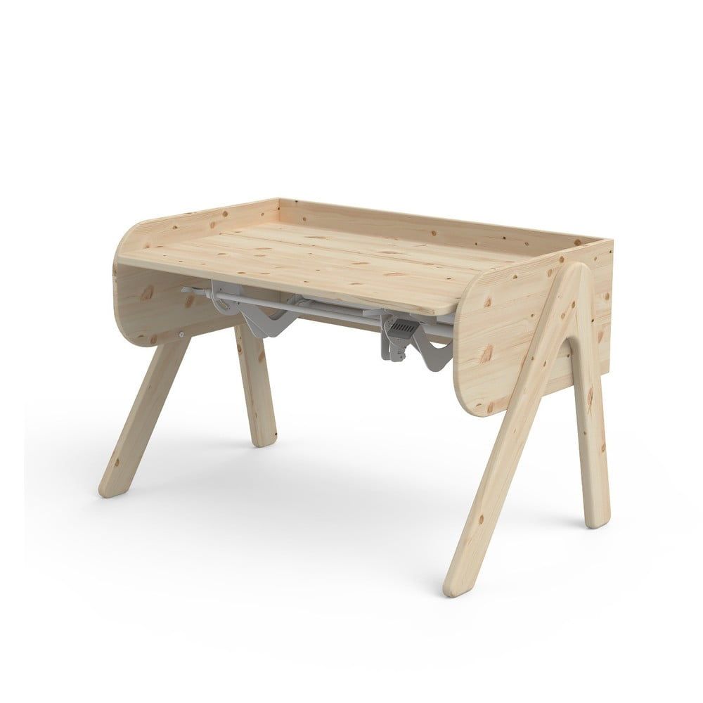Detský písací stôl z borovicového dreva s nastaviteľnou výškou Flexa Woody - Bonami.sk