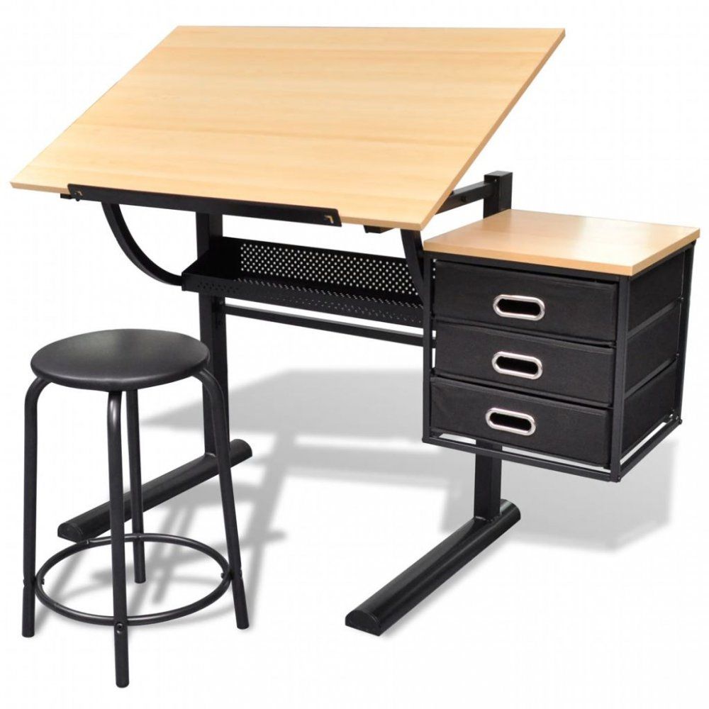 Náklopný kresliace stôl so stoličkou a zásuvkami Dekorhome - dekorhome.sk