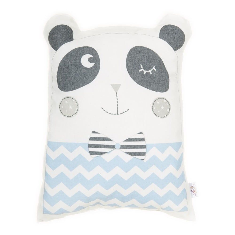 Modrý detský vankúšik s prímesou bavlny Mike & Co. NEW YORK Pillow Toy Panda, 25 x 36 cm - Bonami.sk