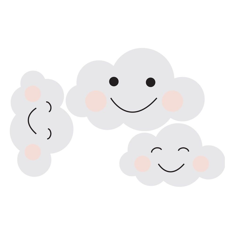 Sada 3 nástenných samolepiek Dekornik Clouds Smile - Bonami.sk
