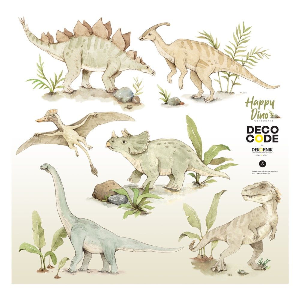 Sada nástenných detských samolepiek s motívmi dinosaura Dekornik Happy Dino, 70 x 70 cm - Bonami.sk
