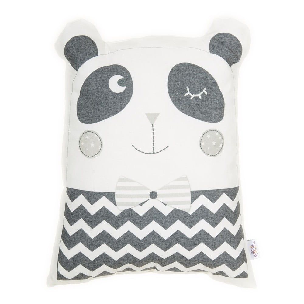 Sivý detský vankúšik s prímesou bavlny Mike & Co. NEW YORK Pillow Toy Panda, 25 x 36 cm - Bonami.sk
