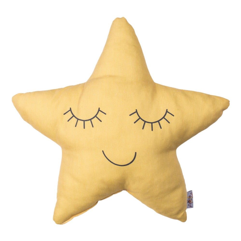 Žltý detský vankúšik s prímesou bavlny Mike & Co. NEW YORK Pillow Toy Star, 35 x 35 cm - Bonami.sk