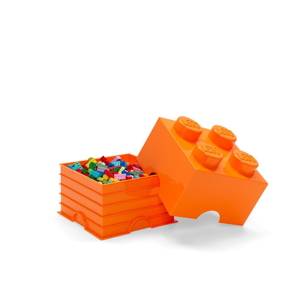 Oranžový úložný box štvorec LEGO® - Bonami.sk