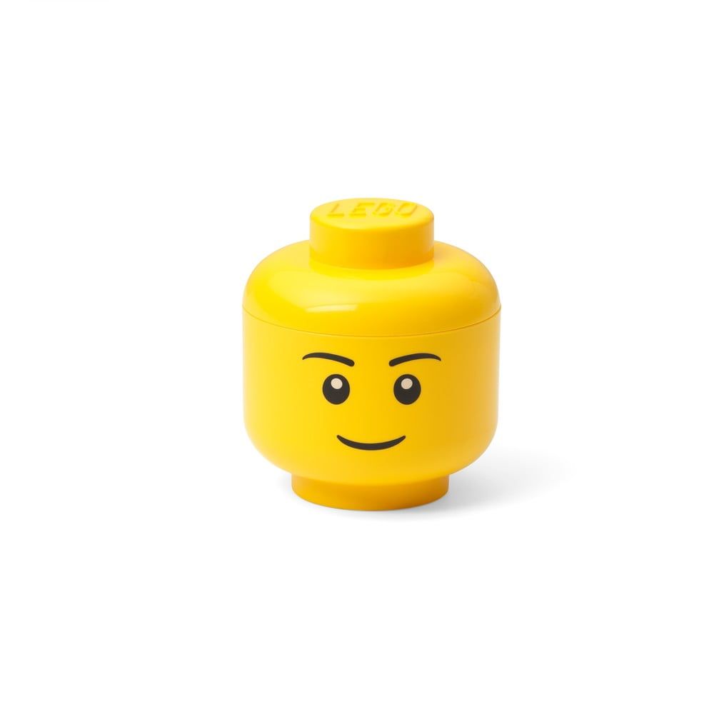 Žltá úložná škatuľa v tvare hlavy LEGO® boy, 10,5 x 10,6 x 12 cm - Bonami.sk