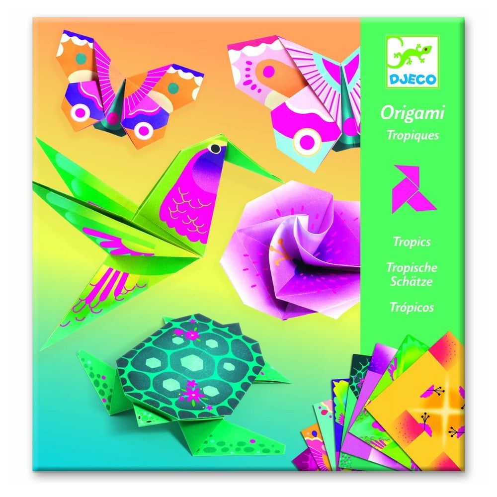 Sada 24 origami papierov s návodom Djeco Neon Tropics - Bonami.sk