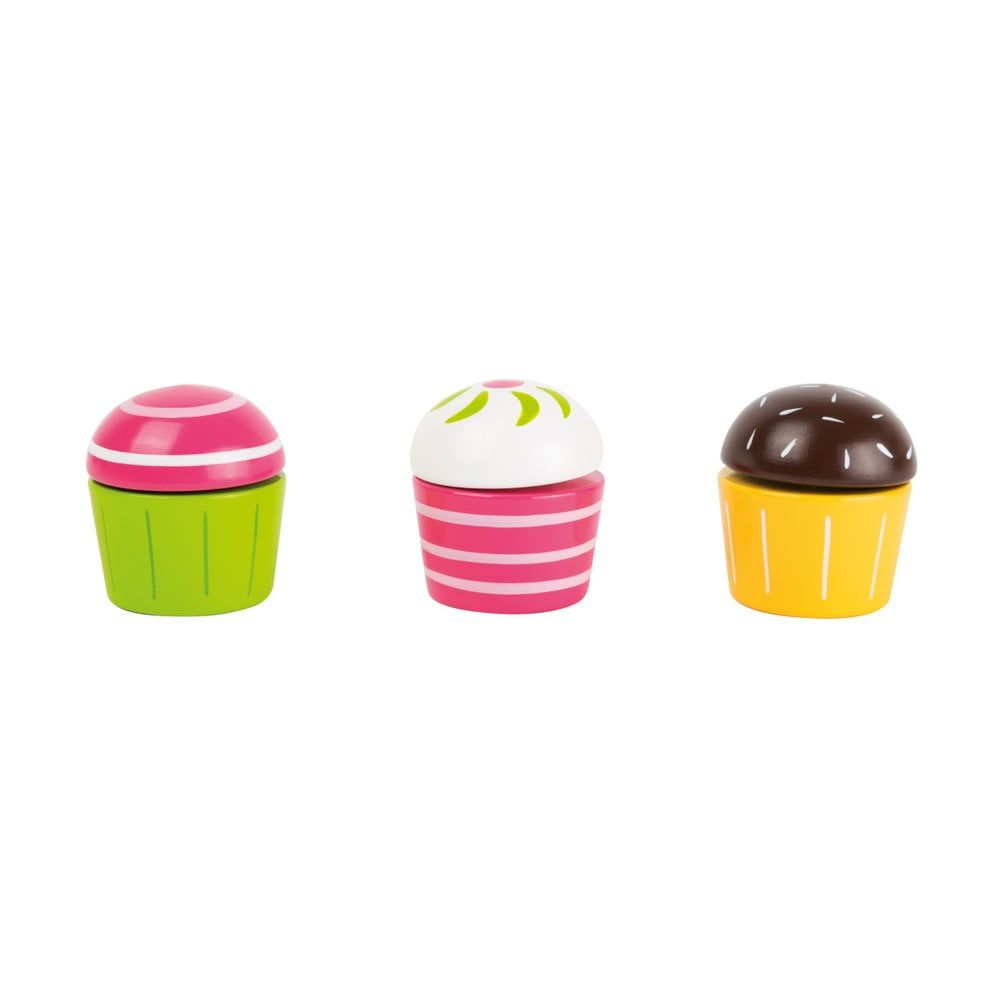Sada 3 detských drevených hračiek v tvare cupcakov Legler Cupcakes - Bonami.sk