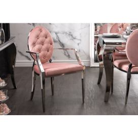 LuxD 25369 Dizajnová stolička s opierkami Rococo II ružová