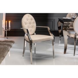 LuxD 25368 Dizajnová stolička s opierkami Rococo II béžová 