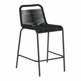 Čierna barová stolička s oceľovou konštrukciou La Forma Glenville, výška 62 cm