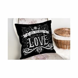 Obliečky na vaknúš s prímesou bavlny Minimalist Cushion Covers Black Love, 45 × 45 cm
