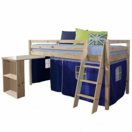 Drevená poschodová posteľ s roštom Alzena 90 - borovica / modrá