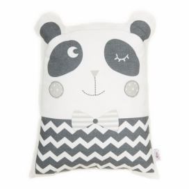 Sivý detský vankúšik s prímesou bavlny Mike & Co. NEW YORK Pillow Toy Panda, 25 x 36 cm