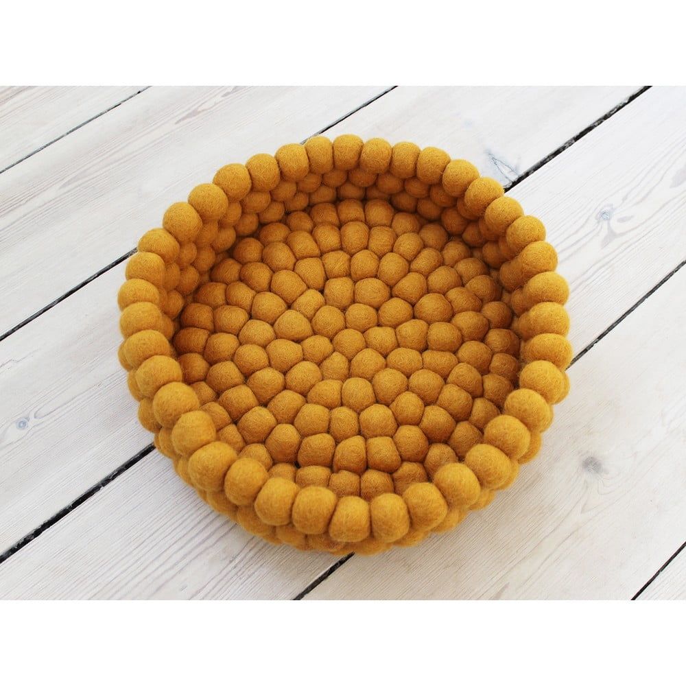 Horčicovožltý guľôčkový vlnený úložný košík Wooldot Ball Basket, ⌀ 28 cm - Bonami.sk