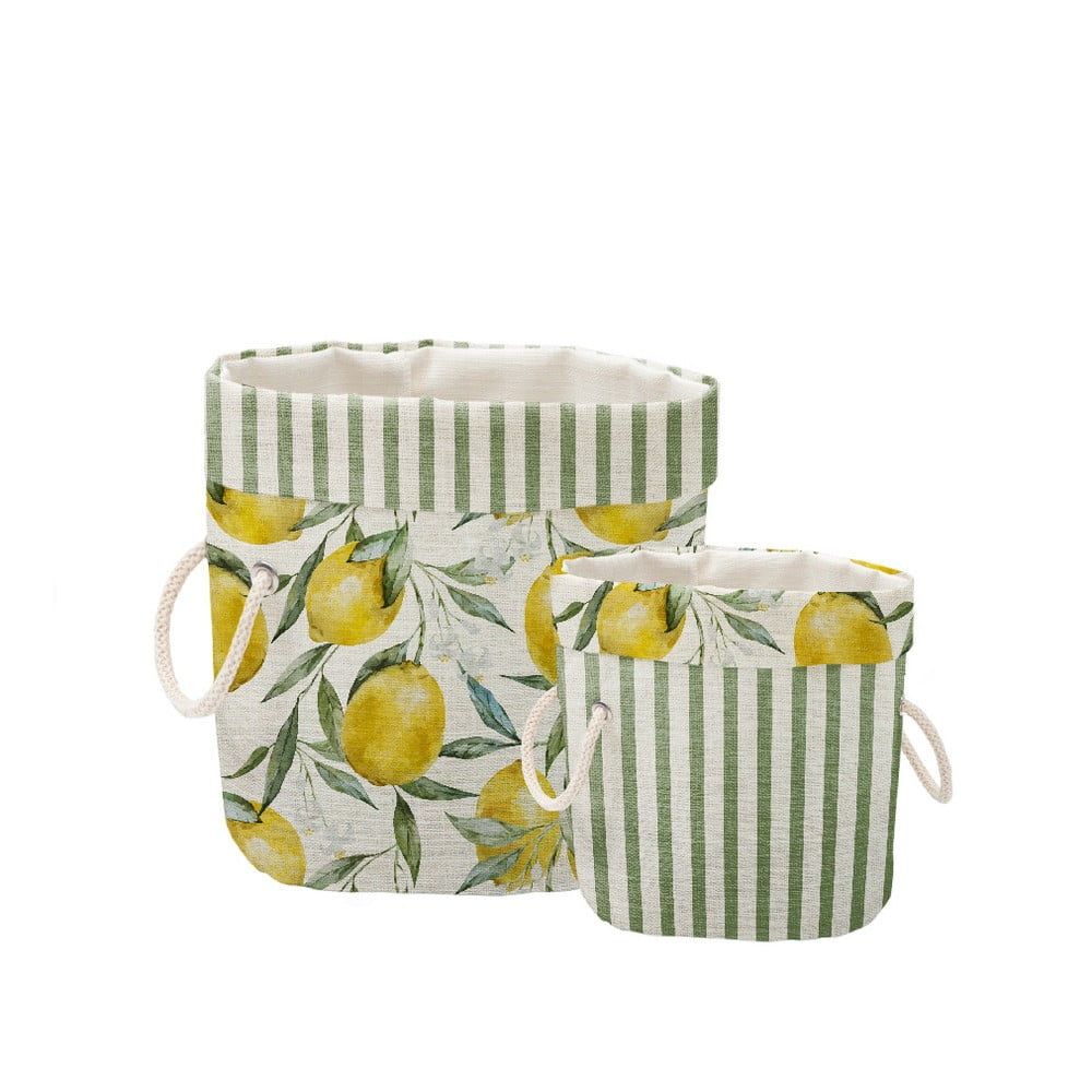 Sada 2 ks dekoratívnych košov Linen Couture Lemons And Stripes - Bonami.sk