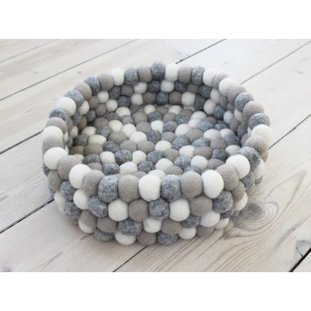 Svetlo sivo-biely guľôčkový vlnený úložný košík Wooldot Ball Basket, ⌀ 28 cm - Bonami.sk