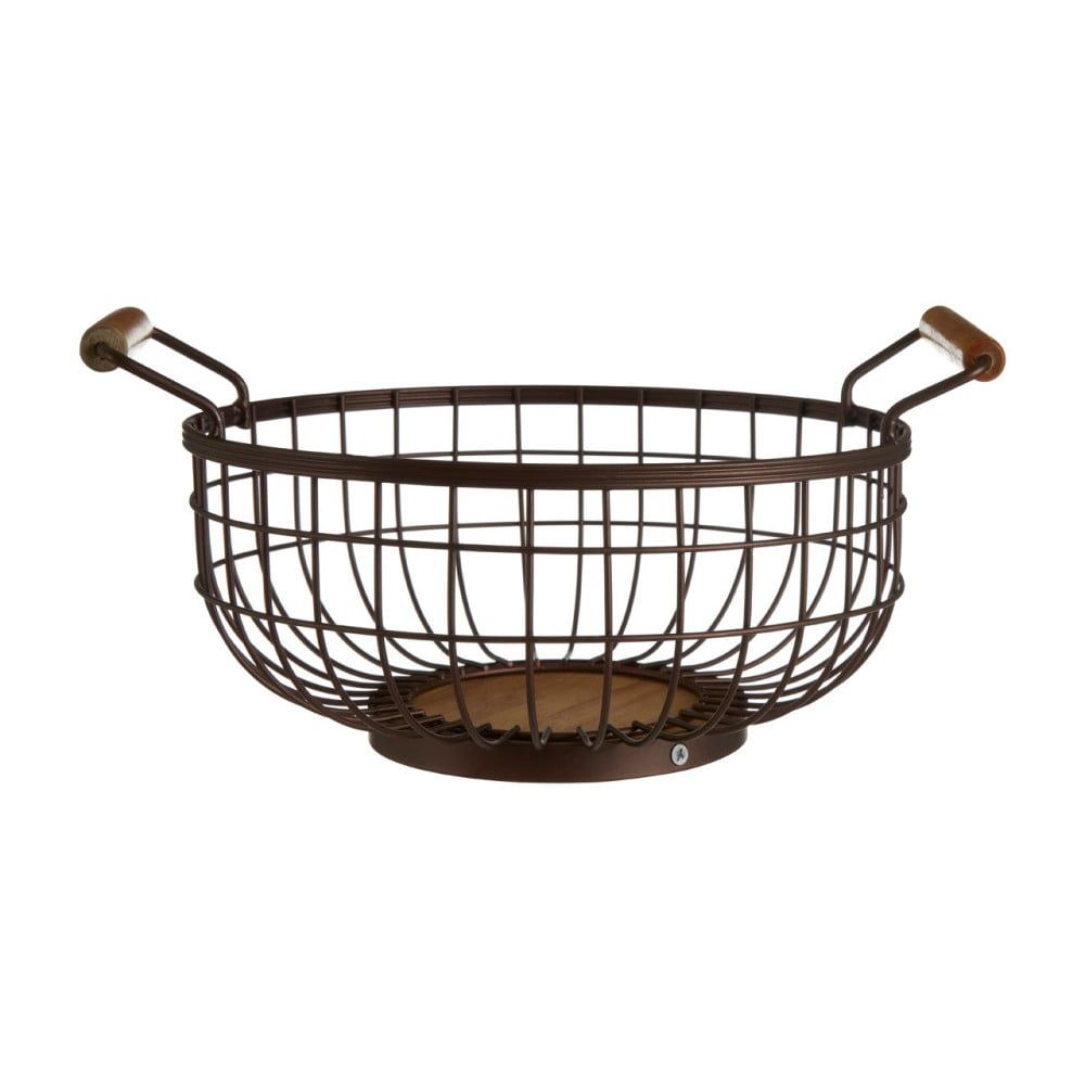 Železný košík na ovocie bronzovej farby s drevenými úchytmi Premier Housewares - Bonami.sk