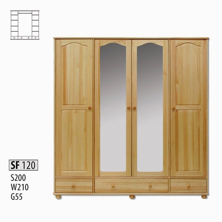 SF120 Šatná skriňa 4-dverová so zrkadlom - Byvajsnami.sk