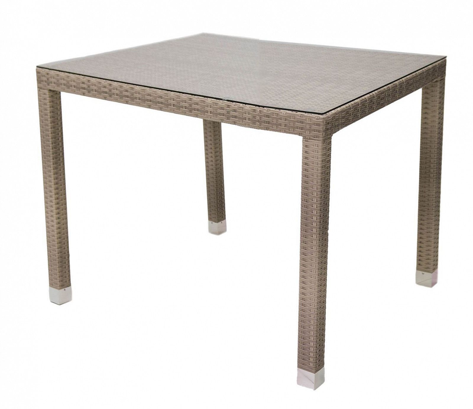 DEOKORK Záhradný ratanový stôl NAPOLI 80x80 cm (sivo-béžová) - i-zahradnynabytok.sk