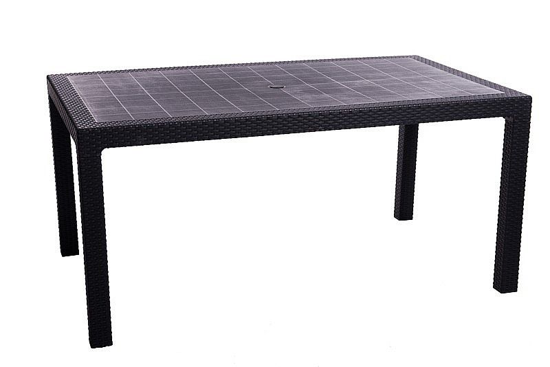 DEOKORK Záhradný stôl z umelého ratanu MANHATTAN 161 x 95 cm (antracit) - i-zahradnynabytok.sk