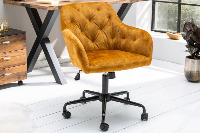 LuxD Dizajnová kancelárska stolička Kiara horčicový zamat - ESTILOFINA.SK