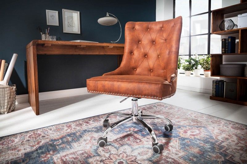 LuxD Kancelárska stolička s podrúčkami Jett vintage svetlohnedá - ESTILOFINA.SK