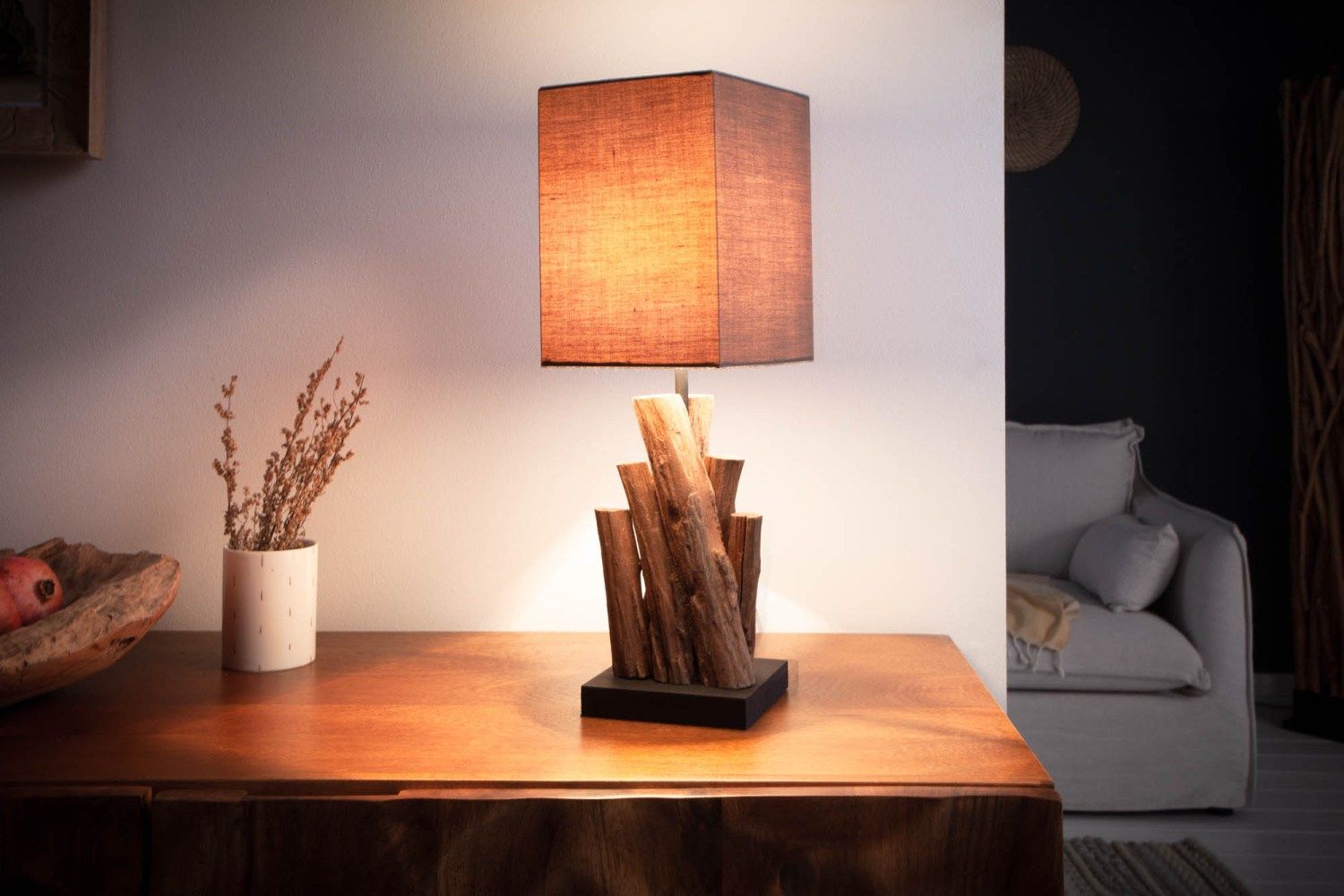 LuxD 24202 Set 2ks - dizajnová stolná lampa Desmond 45 cm hnedá - ironwood - ESTILOFINA.SK