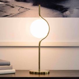 FARO BARCELONA Stolná LED lampa Le Vita s opálovým sklom