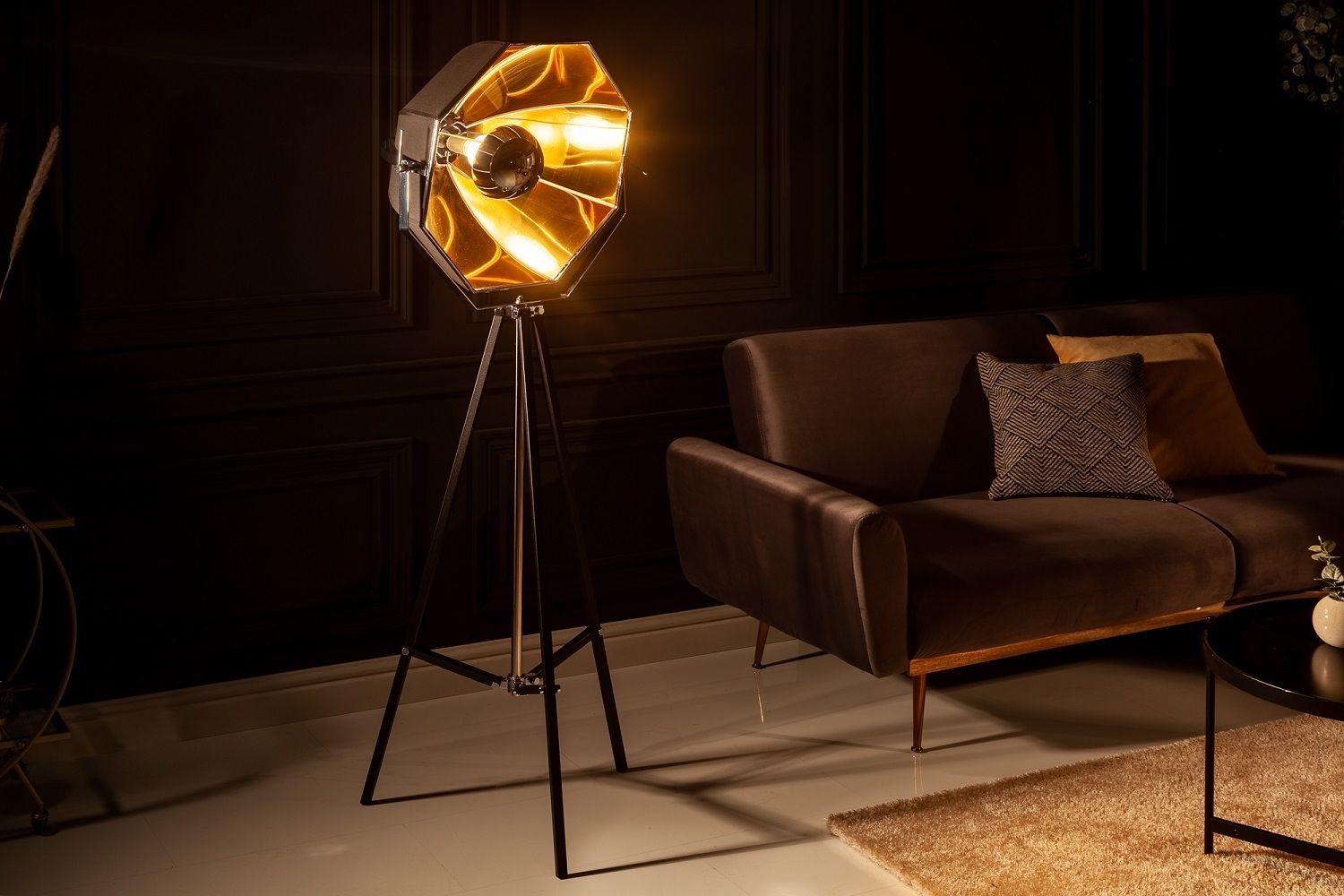 LuxD 25160 Dizajnová stojanová lampa Damon čierno-zlatá Stojanové svietidlo - ESTILOFINA.SK