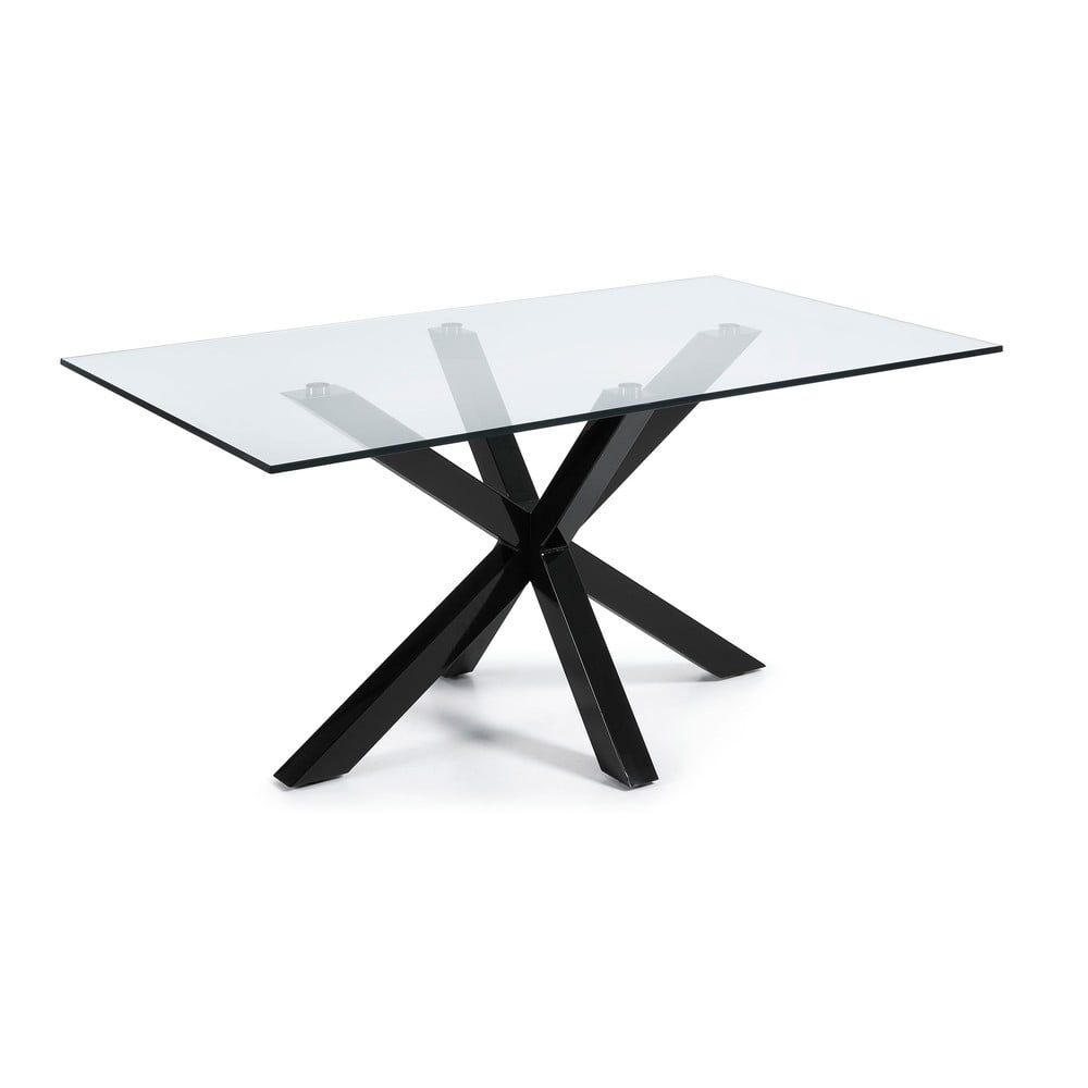 Jedálenský stôl so sklenenou doskou La Forma s čiernym podnožím, 160 x 90 cm - Bonami.sk