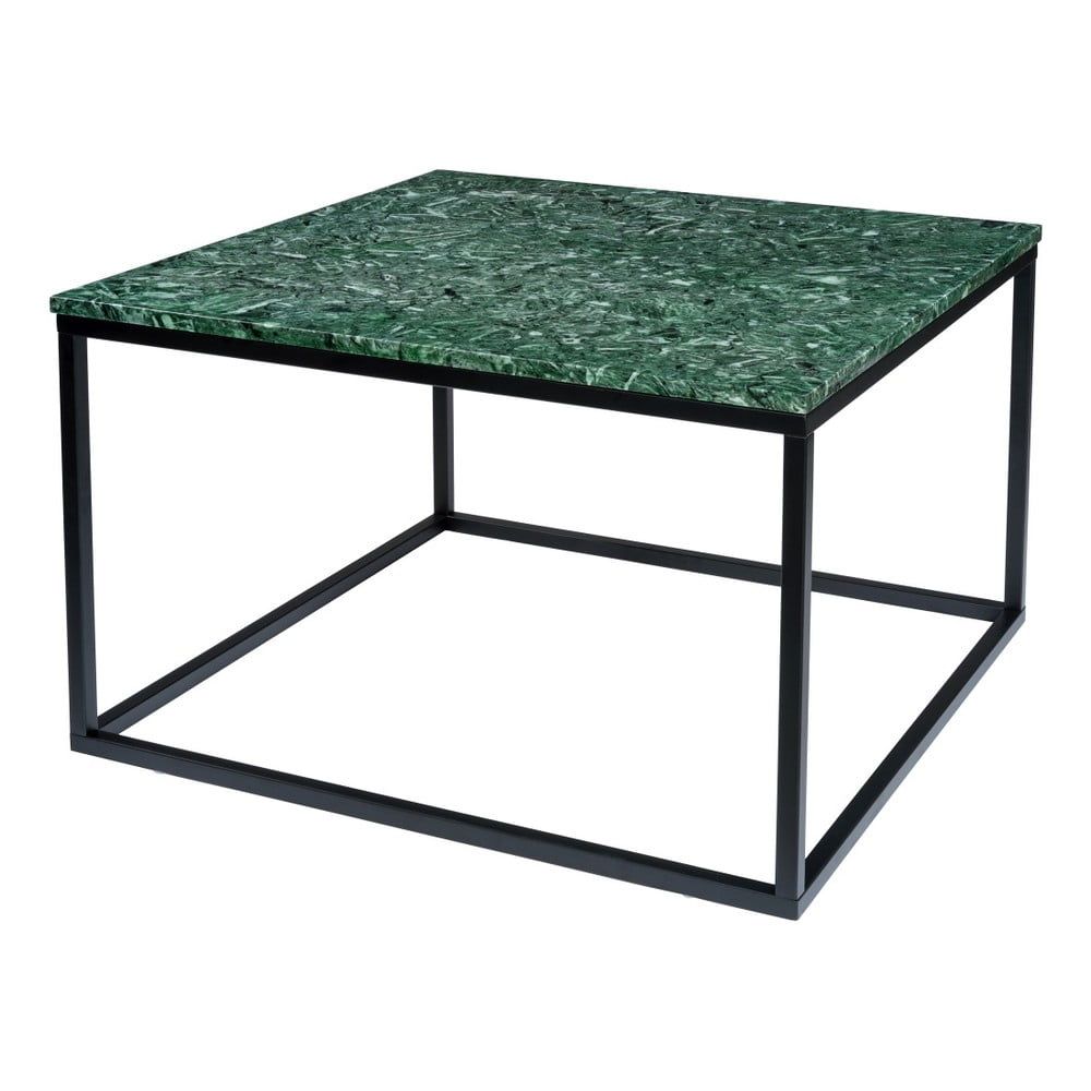 Tmavozelený mramorový konferenčný stolík s čiernou podnožou RGE Accent, šírka 75 cm - Bonami.sk