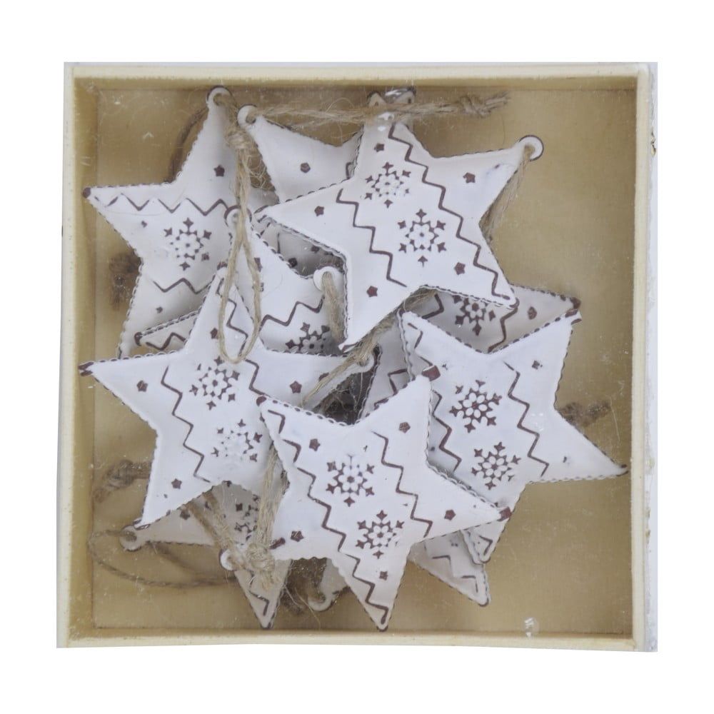 Sada 10 bielych vianočných ozdôb z kovu v tvare hviezdy Ego Dekor Christmas Box - Bonami.sk