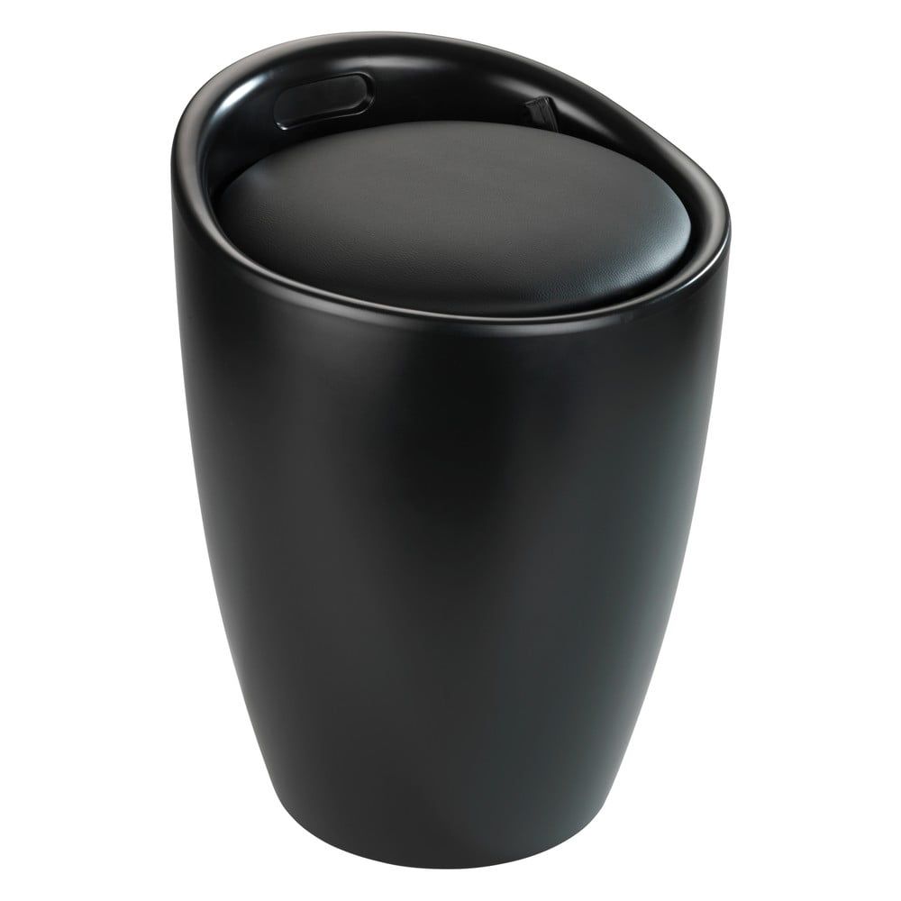 Čierna kúpeľňová stolička s vyberateľným košom na bielizeň Wenko Candy - Bonami.sk