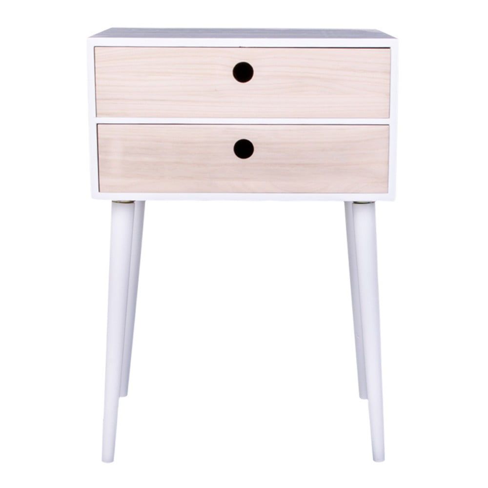 Nočný stolík z dreva paulovnia s bielym rámom House Nordic Rimini - Bonami.sk