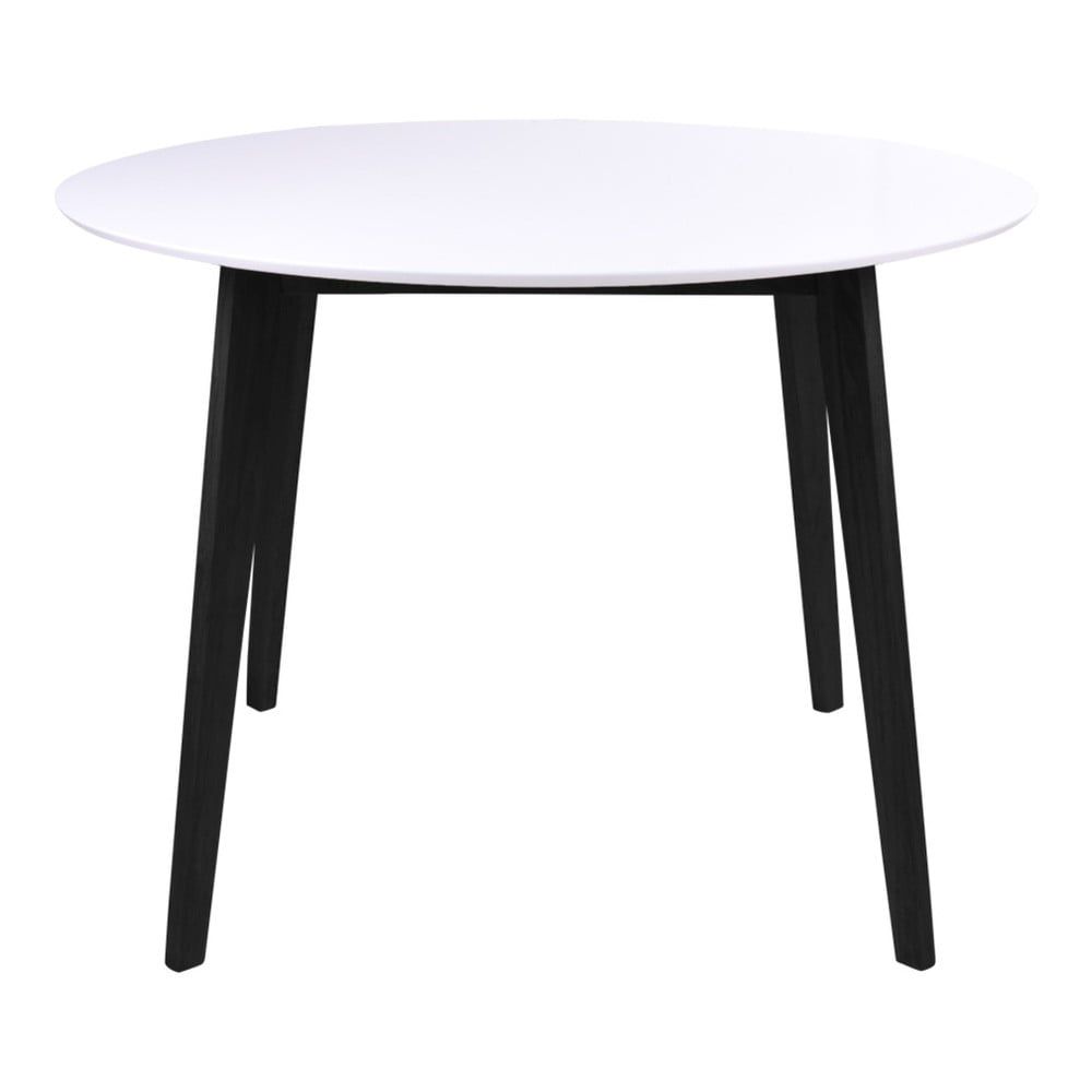 Jedálenský stôl s bielou doskou a čiernymi nohami z kaučukového dreva House Nordic Vojens, ⌀ 105 cm - Bonami.sk
